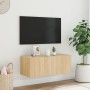 Mueble de TV de pared con luces LED roble Sonoma 80x35x31 cm de , Muebles TV - Ref: Foro24-837285, Precio: 53,92 €, Descuento: %