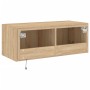 Mueble de TV de pared con luces LED roble Sonoma 80x35x31 cm de , Muebles TV - Ref: Foro24-837285, Precio: 53,92 €, Descuento: %