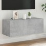 Mueble de TV de pared con luces LED gris hormigón 80x35x31 cm de , Muebles TV - Ref: Foro24-837287, Precio: 62,45 €, Descuent...