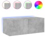 Mueble de TV de pared con luces LED gris hormigón 80x35x31 cm de , Muebles TV - Ref: Foro24-837287, Precio: 62,45 €, Descuent...