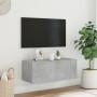 Mueble de TV de pared con luces LED gris hormigón 80x35x31 cm de , Muebles TV - Ref: Foro24-837287, Precio: 62,45 €, Descuent...