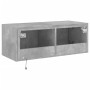 Mueble de TV de pared con luces LED gris hormigón 80x35x31 cm de , Muebles TV - Ref: Foro24-837287, Precio: 62,45 €, Descuent...