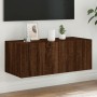 Mueble de TV de pared con luces LED marrón roble 80x35x31 cm de , Muebles TV - Ref: Foro24-837293, Precio: 59,48 €, Descuento: %