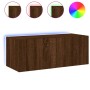 Mueble de TV de pared con luces LED marrón roble 80x35x31 cm de , Muebles TV - Ref: Foro24-837293, Precio: 59,48 €, Descuento: %