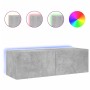 Mueble de TV de pared con luces LED gris hormigón 100x35x31 cm de , Muebles TV - Ref: Foro24-837298, Precio: 62,16 €, Descuen...