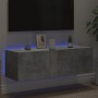Mueble de TV de pared con luces LED gris hormigón 100x35x31 cm de , Muebles TV - Ref: Foro24-837298, Precio: 62,16 €, Descuen...