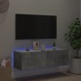Mueble de TV de pared con luces LED gris hormigón 100x35x31 cm de , Muebles TV - Ref: Foro24-837298, Precio: 62,16 €, Descuen...