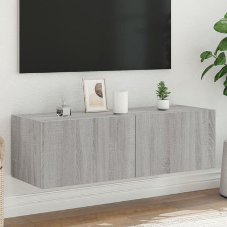 Mueble de TV de pared con luces LED gris Sonoma 100x35x31 cm de , Muebles TV - Ref: Foro24-837300, Precio: 64,54 €, Descuento: %