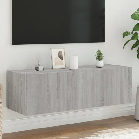 Mueble de TV de pared con luces LED gris Sonoma 100x35x31 cm de , Muebles TV - Ref: Foro24-837300, Precio: 63,66 €, Descuento: %