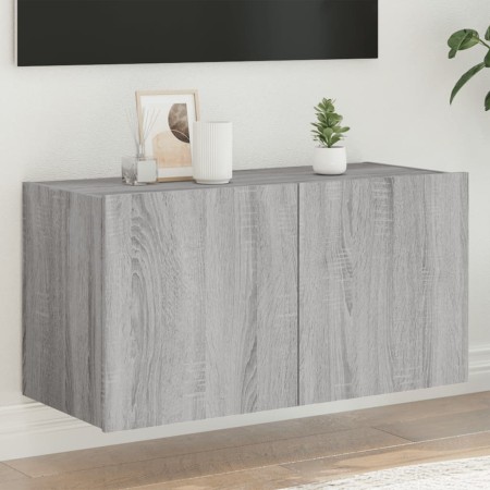 Mueble de TV de pared con luces LED gris Sonoma 80x35x41 cm de , Muebles TV - Ref: Foro24-837321, Precio: 60,06 €, Descuento: %