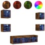 Muebles TV pared con LED 7 pzas madera ingeniería roble ahumado de , Muebles TV - Ref: Foro24-3216587, Precio: 127,78 €, Desc...