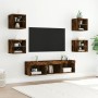 Muebles TV pared con LED 7 pzas madera ingeniería roble ahumado de , Muebles TV - Ref: Foro24-3216587, Precio: 127,78 €, Desc...