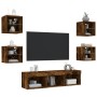 Muebles TV pared con LED 7 pzas madera ingeniería roble ahumado de , Muebles TV - Ref: Foro24-3216587, Precio: 127,78 €, Desc...