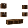 Muebles TV pared con LED 7 pzas madera ingeniería roble ahumado de , Muebles TV - Ref: Foro24-3216587, Precio: 127,78 €, Desc...