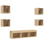 Muebles TV pared con LED 7 pzas madera ingeniería roble Sonoma de , Muebles TV - Ref: Foro24-3216585, Precio: 128,18 €, Descu...