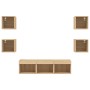 Muebles TV pared con LED 7 pzas madera ingeniería roble Sonoma de , Muebles TV - Ref: Foro24-3216585, Precio: 128,18 €, Descu...
