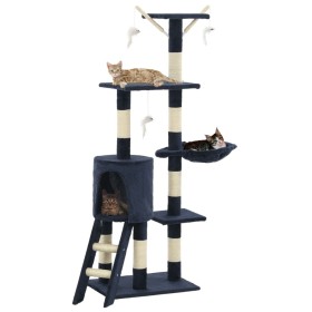 Rascador para gatos con poste de sisal 138 cm azul oscuro de vidaXL, Mobiliario para gatos - Ref: Foro24-170582, Precio: 77,5...