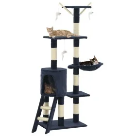Rascador para gatos con poste de sisal 138 cm azul oscuro de vidaXL, Mobiliario para gatos - Ref: Foro24-170582, Precio: 76,0...