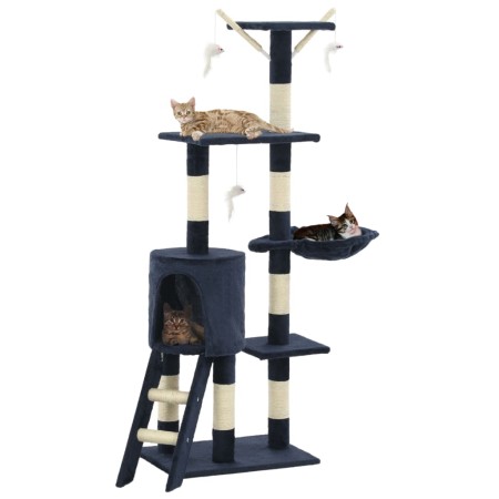 Rascador para gatos con poste de sisal 138 cm azul oscuro de vidaXL, Mobiliario para gatos - Ref: Foro24-170582, Precio: 77,5...