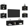 Muebles de TV de pared con LED 7 pzas madera ingeniería negro de , Muebles TV - Ref: Foro24-3216584, Precio: 137,32 €, Descue...