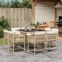 Set comedor de jardín 9 pzas con cojines ratán sintético beige en Conjuntos de jardín | Comprar online en Foru.es