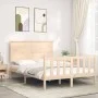 Bed frame with solid wood headboard 140x190 cm by , Beds and slatted bases - Ref: Foro24-3193381, Price: 137,13 €, Discount: %