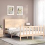 Estructura de cama con cabecero madera maciza 140x190 cm de , Camas y somieres - Ref: Foro24-3193381, Precio: 138,94 €, Descu...