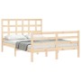 Estructura de cama de matrimonio con cabecero madera maciza de , Camas y somieres - Ref: Foro24-3193961, Precio: 138,23 €, De...