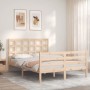 Estructura de cama de matrimonio con cabecero madera maciza de , Camas y somieres - Ref: Foro24-3193961, Precio: 138,23 €, De...