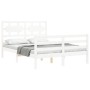 Estructura cama de matrimonio con cabecero madera maciza blanco de , Camas y somieres - Ref: Foro24-3194417, Precio: 163,48 €...