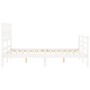 Estructura cama de matrimonio con cabecero madera maciza blanco de , Camas y somieres - Ref: Foro24-3194417, Precio: 163,48 €...