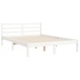 Estructura cama de matrimonio con cabecero madera maciza blanco de , Camas y somieres - Ref: Foro24-3194417, Precio: 163,48 €...