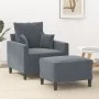 Sillón con taburete terciopelo gris oscuro 60 cm de , Sofás - Ref: Foro24-3201098, Precio: 207,73 €, Descuento: %