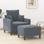 Sillón con taburete terciopelo gris oscuro 60 cm de , Sofás - Ref: Foro24-3201098, Precio: 212,22 €, Descuento: %