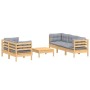 Juego de muebles de jardín 6 pzas y cojines madera pino gris de , Conjuntos de jardín - Ref: Foro24-3096111, Precio: 490,72 €...
