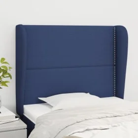 Cabecero con orejas de tela azul 93x23x118/128 cm de , Cabeceros y pies de cama - Ref: Foro24-3117804, Precio: 63,30 €, Descu...