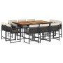 Set de comedor jardín 11 pzas con cojines ratán sintético negro en Conjuntos de jardín | Comprar online en Foru.es