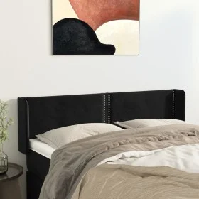 Black velvet headboard 147x16x78/88 cm by , Headboards and footboards - Ref: Foro24-3118678, Price: 63,67 €, Discount: %