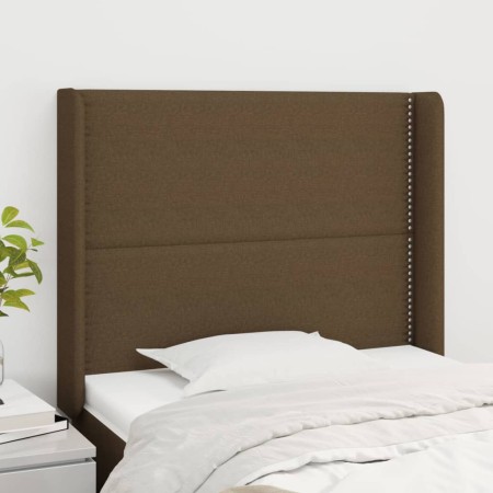 Cabecero con orejas de tela marrón oscuro 83x16x118/128 cm de , Cabeceros y pies de cama - Ref: Foro24-3119417, Precio: 57,60...