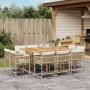 Set comedor de jardín 11 pzas con cojines ratán sintético beige en Conjuntos de jardín | Comprar online en Foru.es