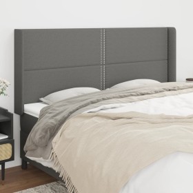 Cabecero con orejas de tela gris oscuro 183x16x118/128 cm de , Cabeceros y pies de cama - Ref: Foro24-3119455, Precio: 101,36...