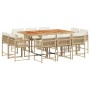Set comedor de jardín 11 pzas con cojines ratán sintético beige en Conjuntos de jardín | Comprar online en Foru.es