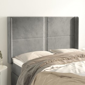 Cabecero con orejas de terciopelo gris claro 147x16x118/128 cm de , Cabeceros y pies de cama - Ref: Foro24-3119488, Precio: 9...
