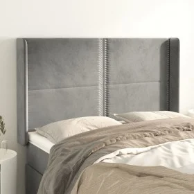 Cabecero con orejas de terciopelo gris claro 147x16x118/128 cm de , Cabeceros y pies de cama - Ref: Foro24-3119488, Precio: 9...