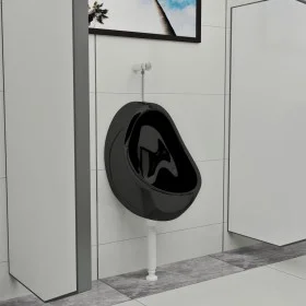 Wandurinal mit schwarzem Keramik-Spülventil von vidaXL, Urinale - Ref: Foro24-143992, Preis: 131,72 €, Rabatt: %
