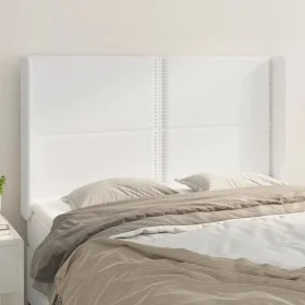 Headboard with white synthetic leather ears 147x16x118/128 cm by , Headboards and footboards - Ref: Foro24-3119531, Price: 12...