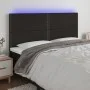 Cabecero con luces LED tela negro 200x5x118/128 cm de , Cabeceros y pies de cama - Ref: Foro24-3122308, Precio: 99,30 €, Desc...