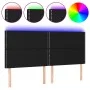 Cabecero con luces LED tela negro 200x5x118/128 cm de , Cabeceros y pies de cama - Ref: Foro24-3122308, Precio: 99,30 €, Desc...