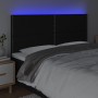 Cabecero con luces LED tela negro 200x5x118/128 cm de , Cabeceros y pies de cama - Ref: Foro24-3122308, Precio: 101,14 €, Des...