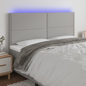 Cabecero con luces LED tela gris claro 160x5x118/128 cm de , Cabeceros y pies de cama - Ref: Foro24-3122290, Precio: 89,58 €,...